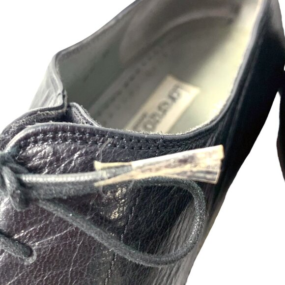 Lorenzo Banfi Black with White Leather‎ Embossed Cap Toe Dress Oxfords - Picture 8 of 12